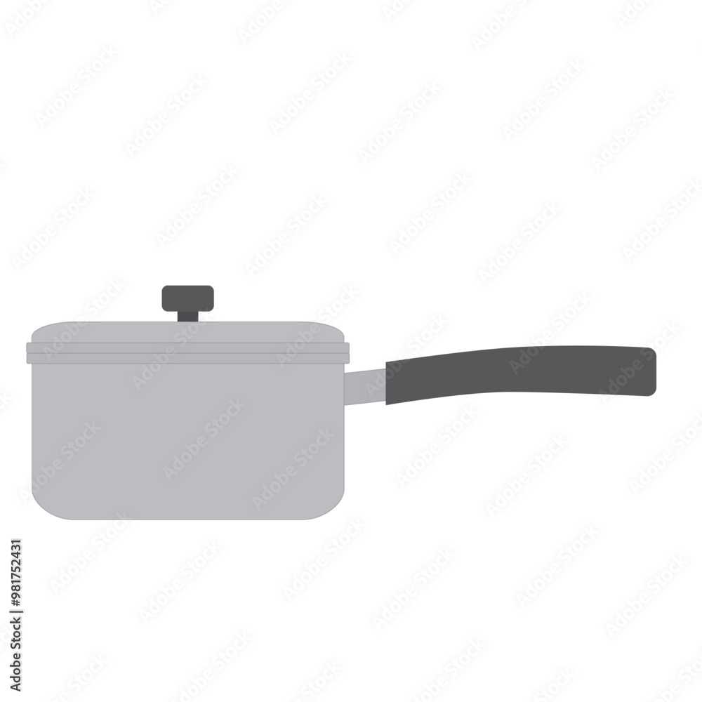 Obraz premium 蓋をしている片手鍋のシンプルなイラスト