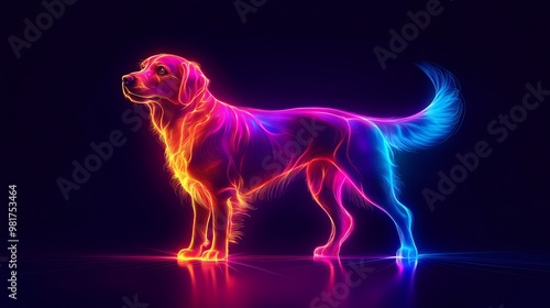 A vibrant illustration of a dog with a glowing outline, representing the health benefits of proper nutrition