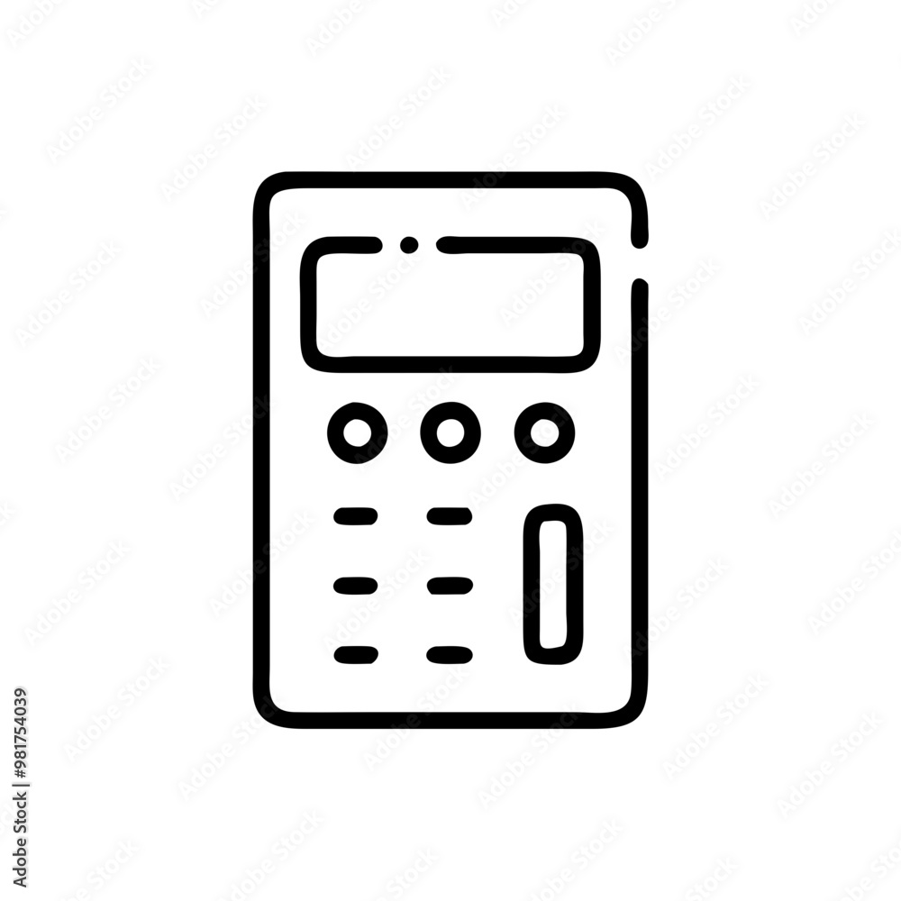 Simple calculator icon in black outline, minimalistic design Simple calculator icon in black outline, minimalistic design