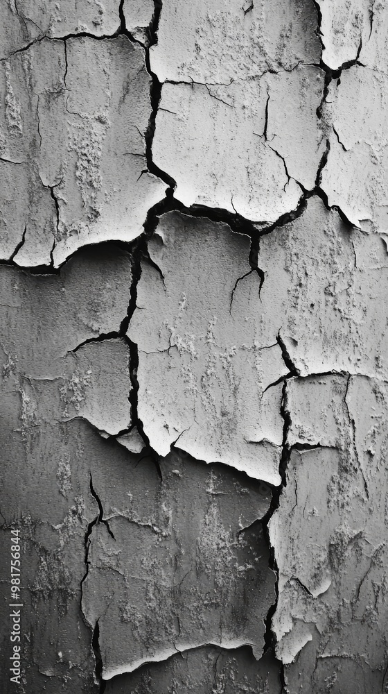 Obraz premium Cracked peeling paint on textured surface, close