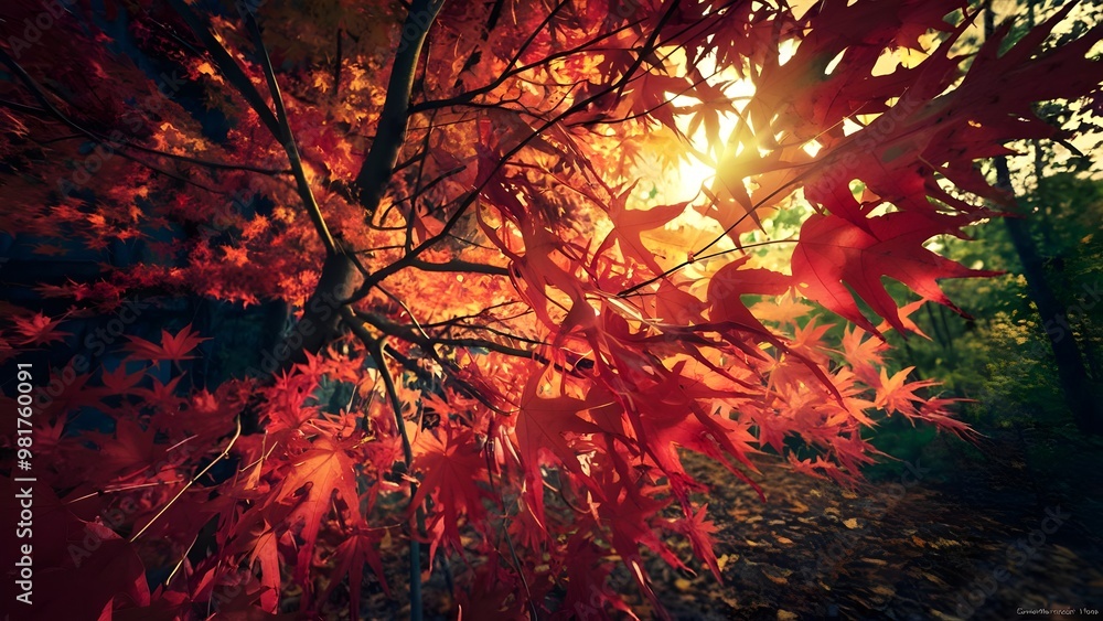 Maple tree with red and orange leaves in autumn Maple tree with red and orange leaves in autumn