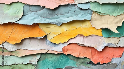 Wallpaper Mural Close-up of a weathered wall with peeling paint in various bright colors. Torontodigital.ca