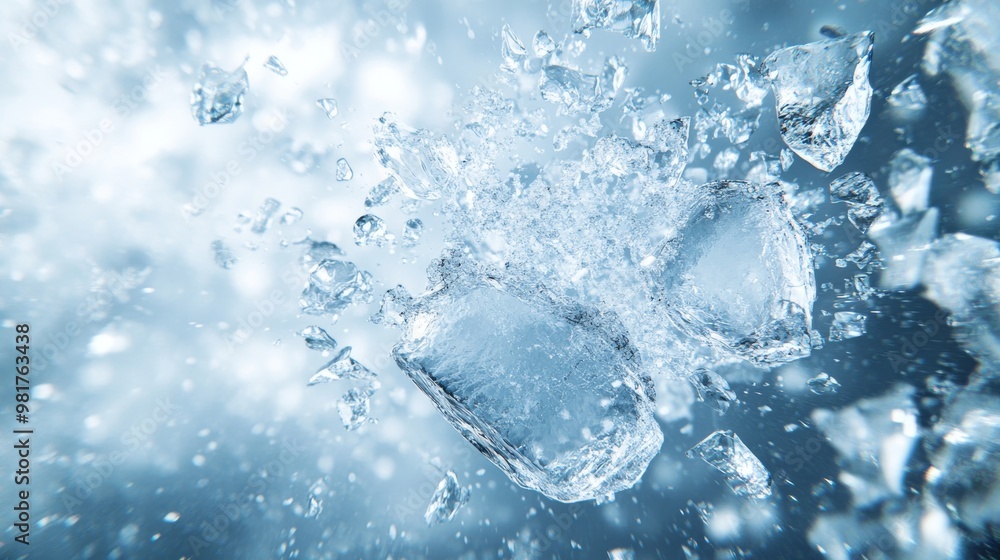 Shattered Ice Cubes in Mid-Air Explosion Shattered Ice Cubes in Mid-Air Explosion