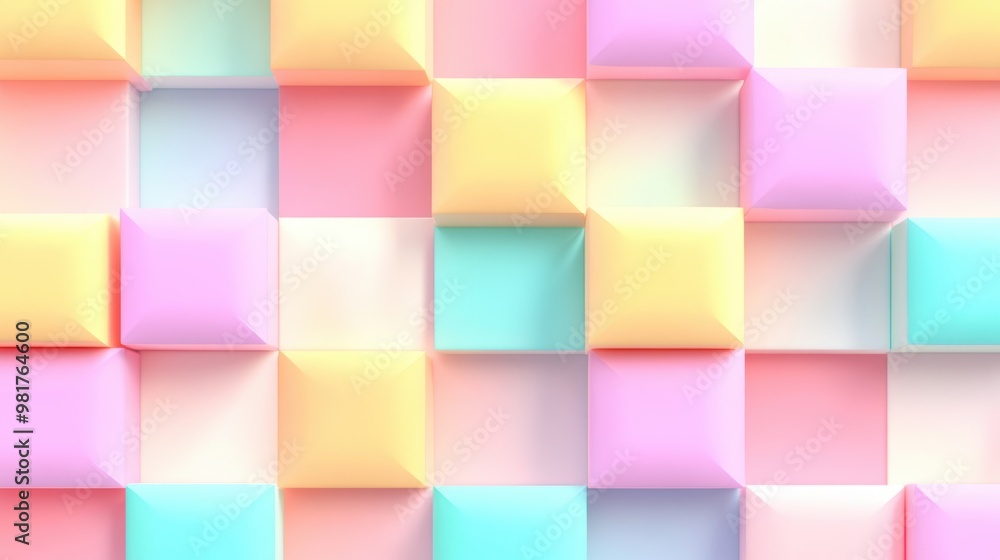 The design features an array of pastel colored cubes arranged in a vibrant grid pattern, offering a joyful aesthetic perfect for various projects The design features an array of pastel colored cubes arranged in a vibrant grid pattern, offering a joyful aesthetic perfect for various projects
