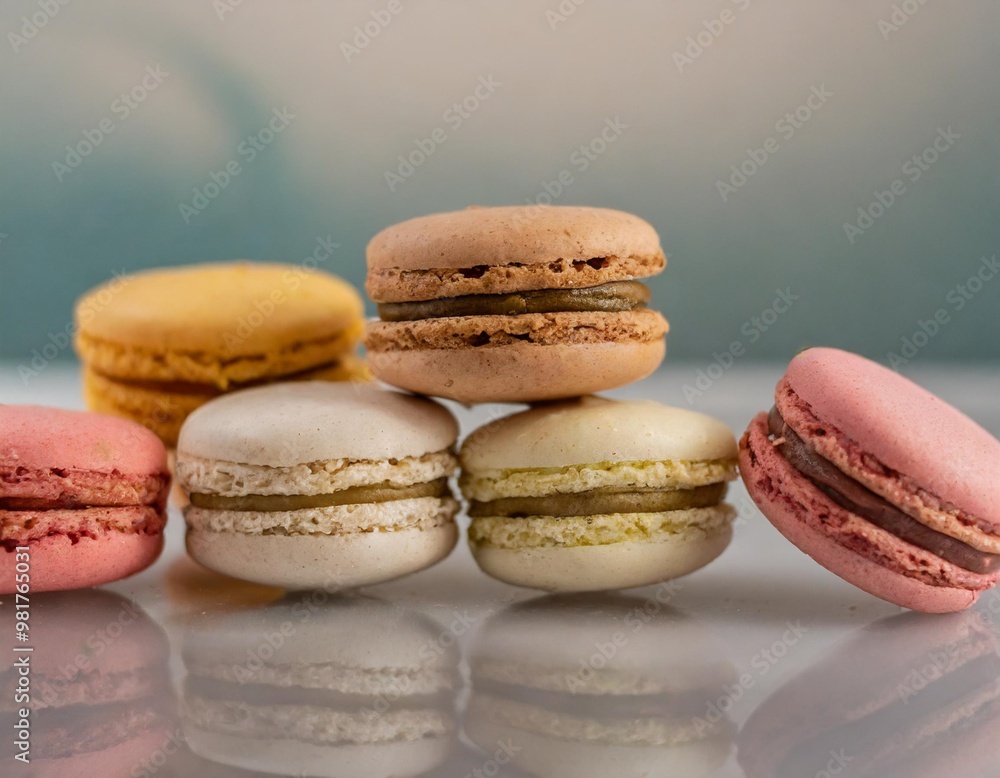 Isolated French macarons with depth of field capturing colorful layers and delicate textures Isolated French macarons with depth of field capturing colorful layers and delicate textures