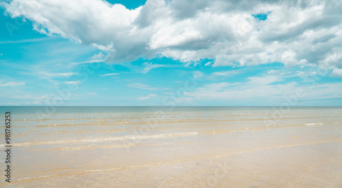 Ocean wave beach on summer with blue sky