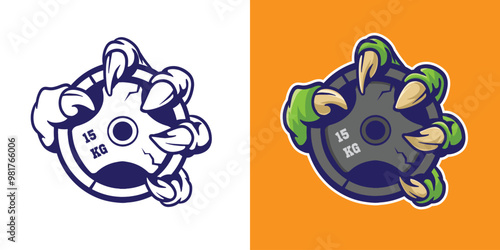 claw monster with plate gym good for logo, branding, community, element design, etc