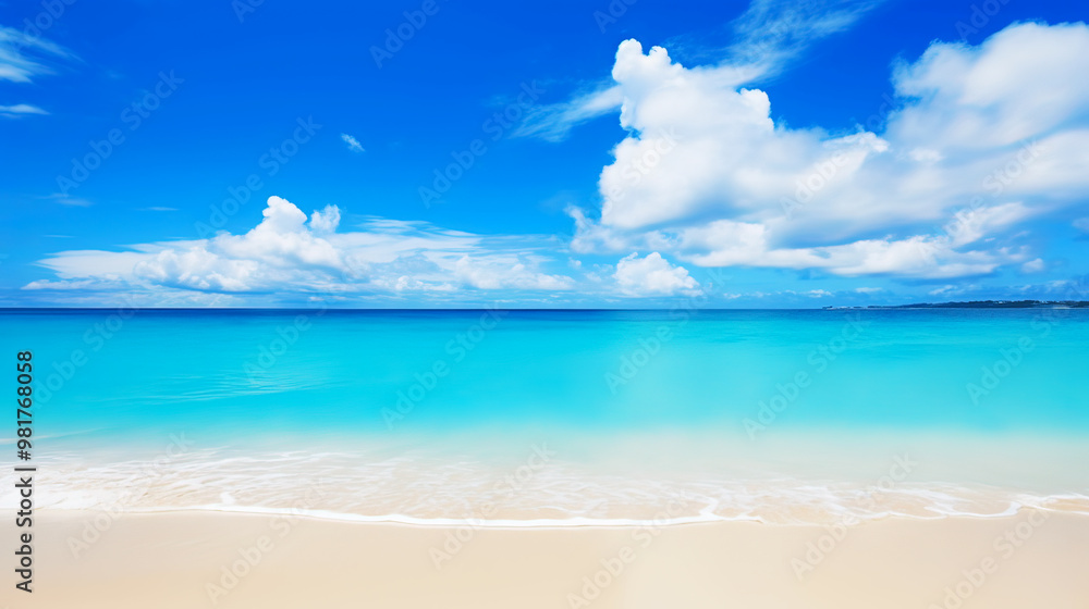 Clear turquoise sea with sand and few wave on tropical beach and blue sky white cloud on summer holiday Clear turquoise sea with sand and few wave on tropical beach and blue sky white cloud on summer holiday