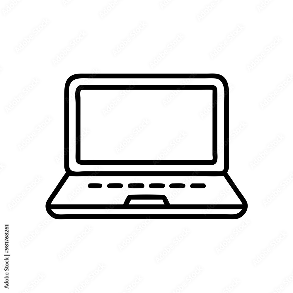 Laptop icon in black outline, digital work and technology concept Laptop icon in black outline, digital work and technology concept