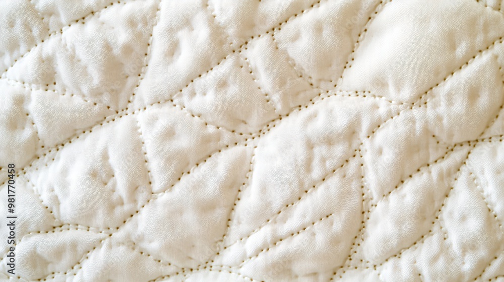 Closeup of white quilted fabric with a subtle texture. Closeup of white quilted fabric with a subtle texture.