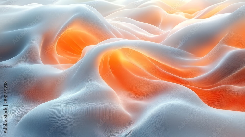 Obraz premium Abstract Orange and White Fabric Waves