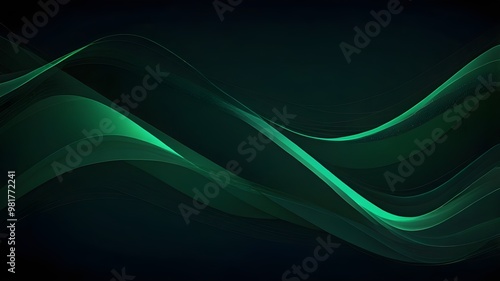 abstract green wavy lines geometric trendy gradient background natural dark green combined color. Modern template for poster business card Generative AI