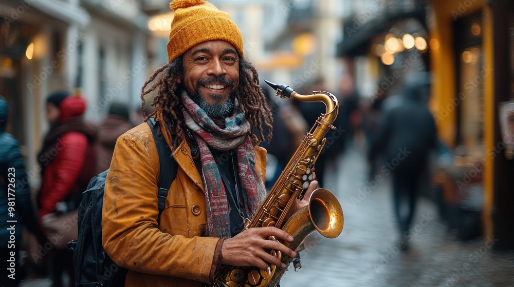 Street Musician with Saxophone Street Musician with Saxophone