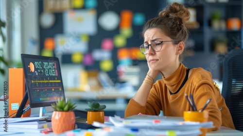 Office worker looking stressed and overwhelmed at a desk full of paperwork and a computer screen displaying a countdown timer, capturing the impact of tight deadlines and overwork