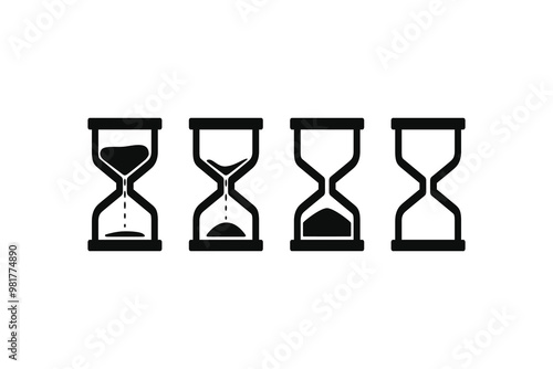 Set of hourglass icon in flat style. Sandglass vector illustration on isolated background. Sand clock sign business concept.