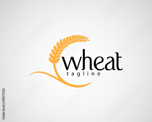 creative sheaf of wheat circled lettering with waving leaves logo
