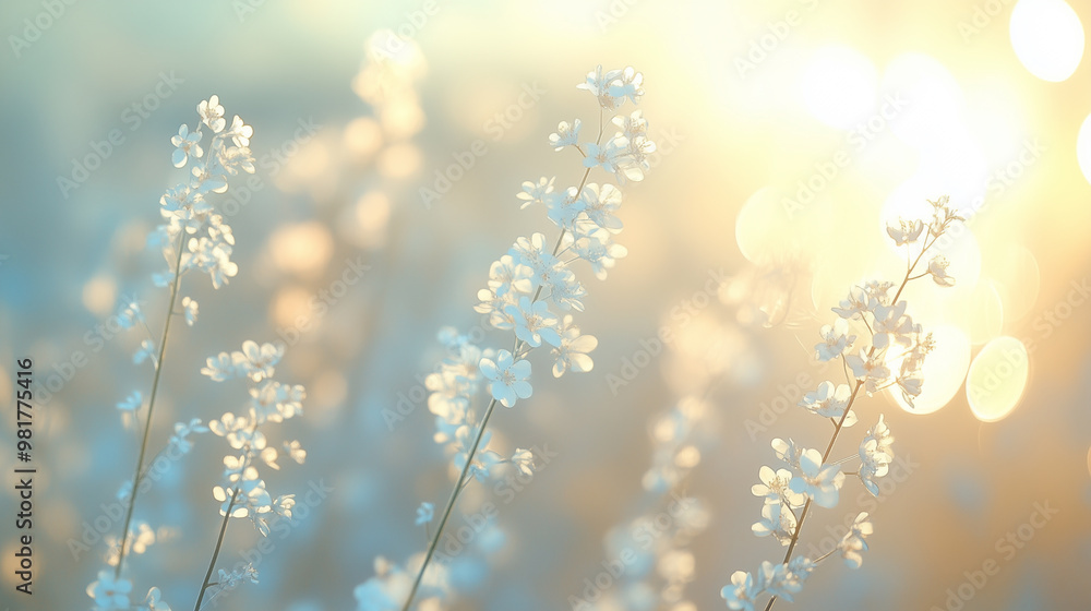 Delicate white flowers sway gently in soft sunlight, creating serene and tranquil atmosphere. warm glow enhances beauty of nature, evoking feelings of peace and calm. Delicate white flowers sway gently in soft sunlight, creating serene and tranquil atmosphere. warm glow enhances beauty of nature, evoking feelings of peace and calm.