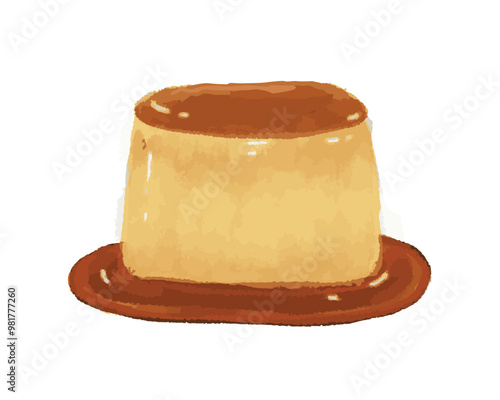 Caramel pudding and basque cheesecake watercolor