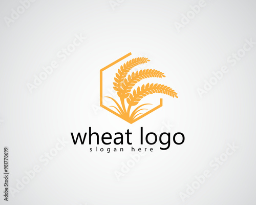 creative three wheat sticks out inside a hexagon logo