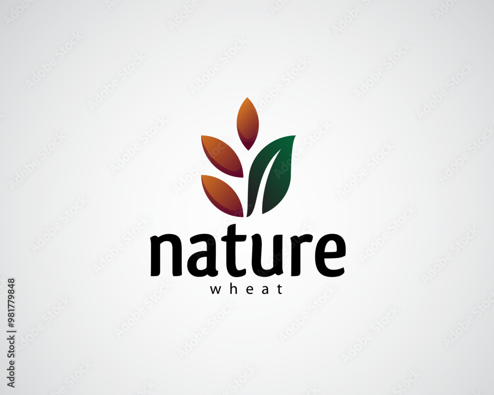 creative wheat grains lined up with leaves logo creative wheat grains lined up with leaves logo