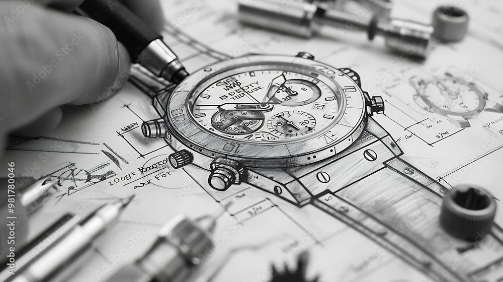 Vector outline luxury quartz and mechanical watch. Vector outline luxury quartz and mechanical watch.
