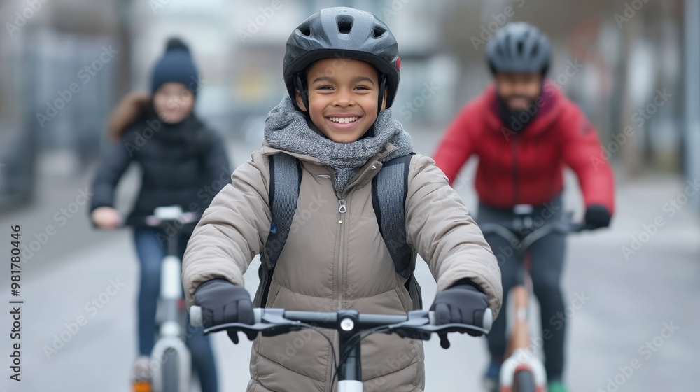 Obraz premium Family adventure: shared electric scooters and bikes for spring recreation and sustainable urban travel