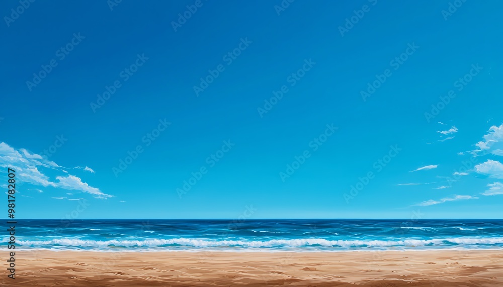 A beautiful sandy beach under a clear blue sky, ideal for relaxation and vacation imagery.