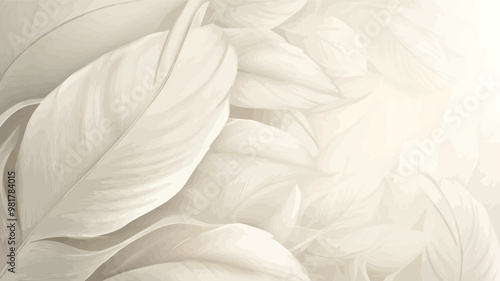 Elegant white feathers, gently woven together. In the soft light, they present a delicate texture and a sense of hierarchy, creating a quiet and noble atmosphere.

