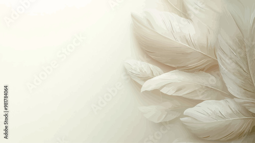 The pale yellow feathers, arranged naturally on a light background, create a soft and serene atmosphere.

