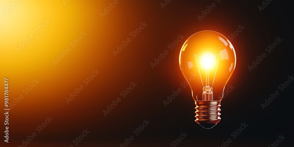A glowing light bulb illuminates a dark background, symbolizing inspiration and creativity in a modern design setting. A glowing light bulb illuminates a dark background, symbolizing inspiration and creativity in a modern design setting.