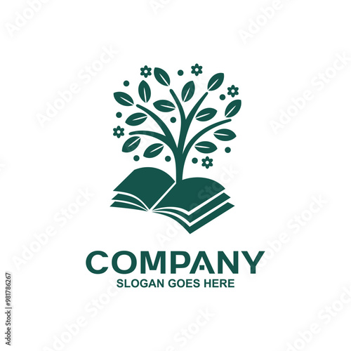 Education with book and tree logo vector