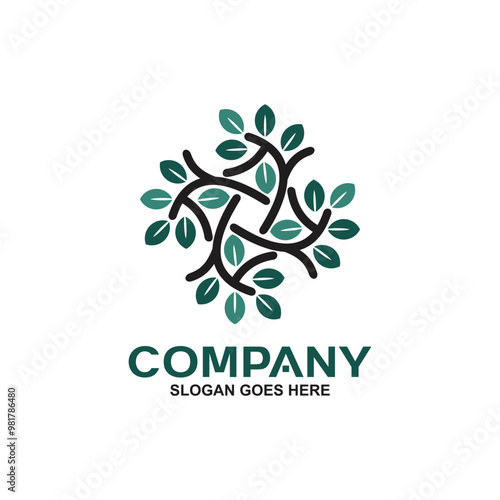 Tree and green leaves logo vector