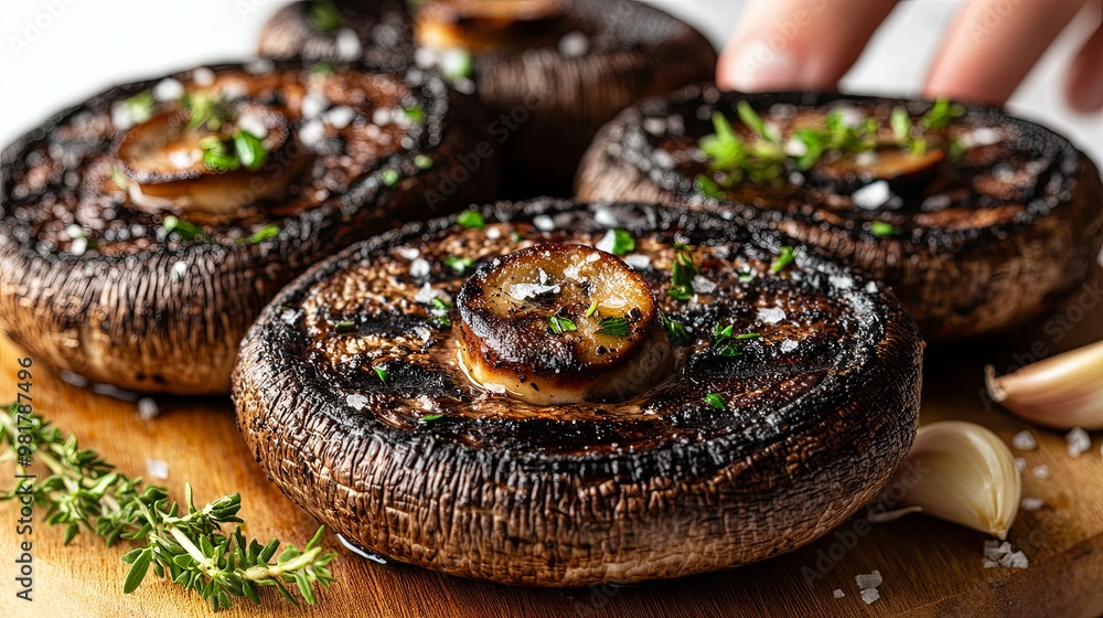 Grilled Portobello Mushrooms with Thyme and Garlic Grilled Portobello Mushrooms with Thyme and Garlic