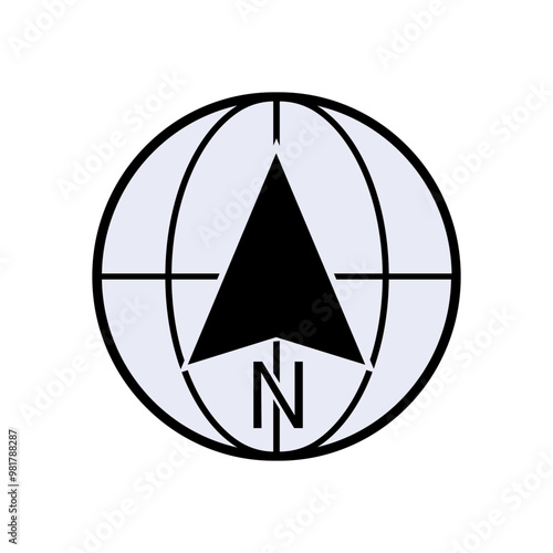 Compass Icon. Instrument Containing Magnetized Pointer Which Shows Direction of Magnetic North. Orientation Symbol - Vector.
