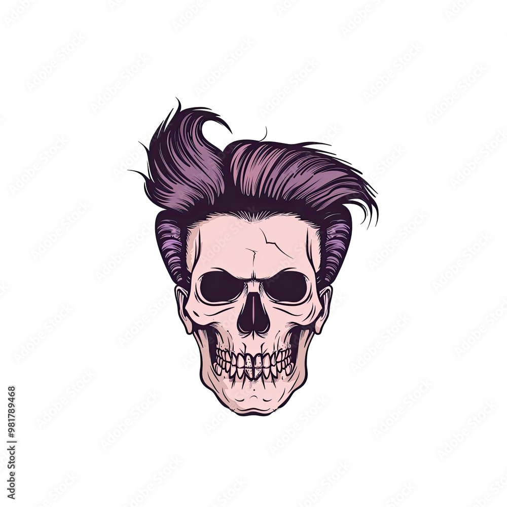 Obraz premium Skull with a Modern Hairstyle
