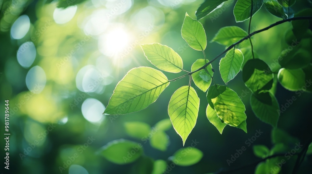 32. Bright green leaves of trees in a serene forest illuminated by morning sunlight, with sun rays breaking through the canopy and creating a stunning bokeh effect in the background, leaves moving in 32. Bright green leaves of trees in a serene forest illuminated by morning sunlight, with sun rays breaking through the canopy and creating a stunning bokeh effect in the background, leaves moving in