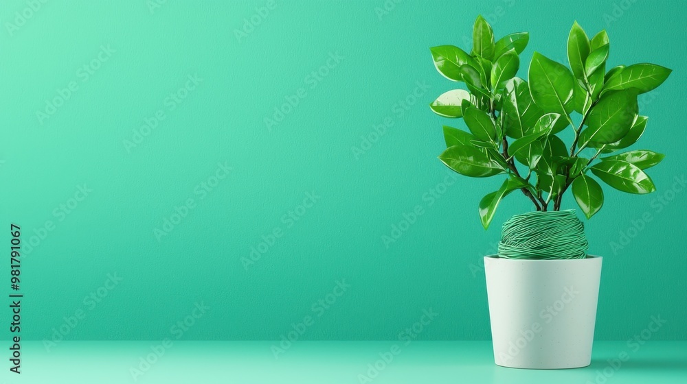 Green Finance and Eco-Friendly Growth Concept with Money Leaves and Natural Fibers, Copy Space Available Green Finance and Eco-Friendly Growth Concept with Money Leaves and Natural Fibers, Copy Space Available