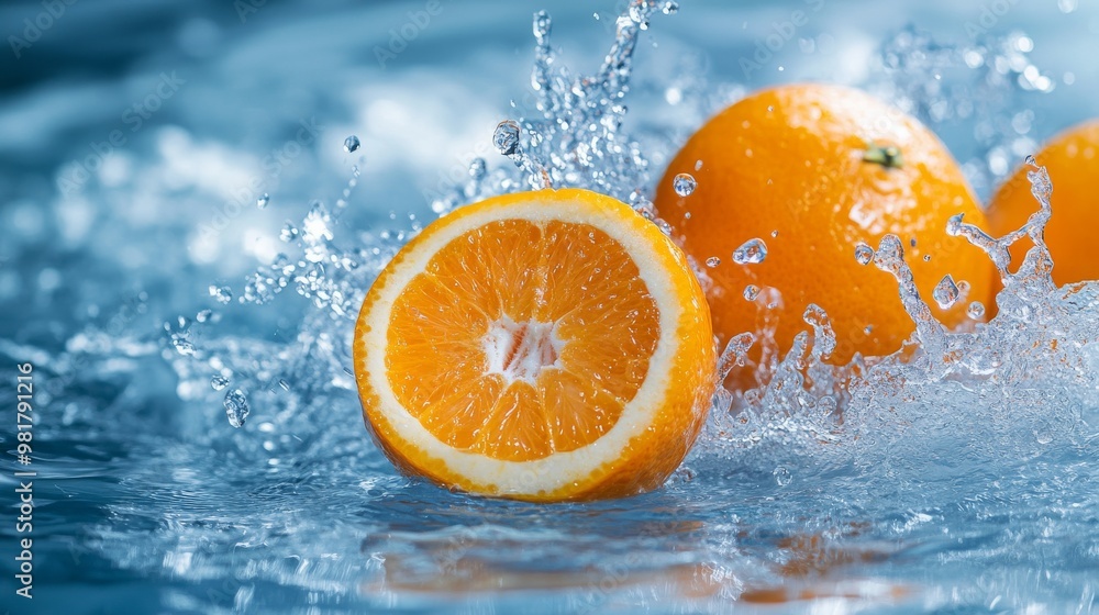 Sliced Orange Splashing in Water Sliced Orange Splashing in Water