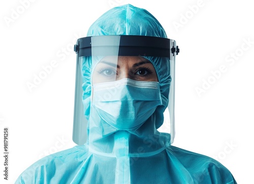 Healthcare worker in protective gear, showcasing commitment to safety and health during challenging times.