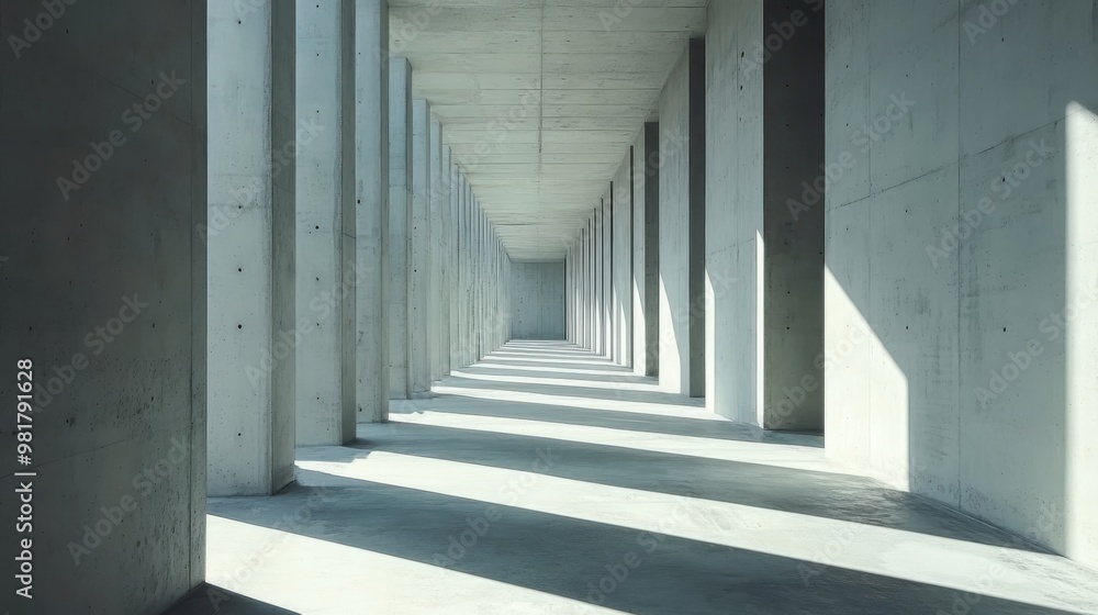95. A minimalist concrete hallway is transformed by the shifting patterns of sunlight and shadow, captured in a detailed timelapse that highlights the sleek, modern aesthetic 95. A minimalist concrete hallway is transformed by the shifting patterns of sunlight and shadow, captured in a detailed timelapse that highlights the sleek, modern aesthetic
