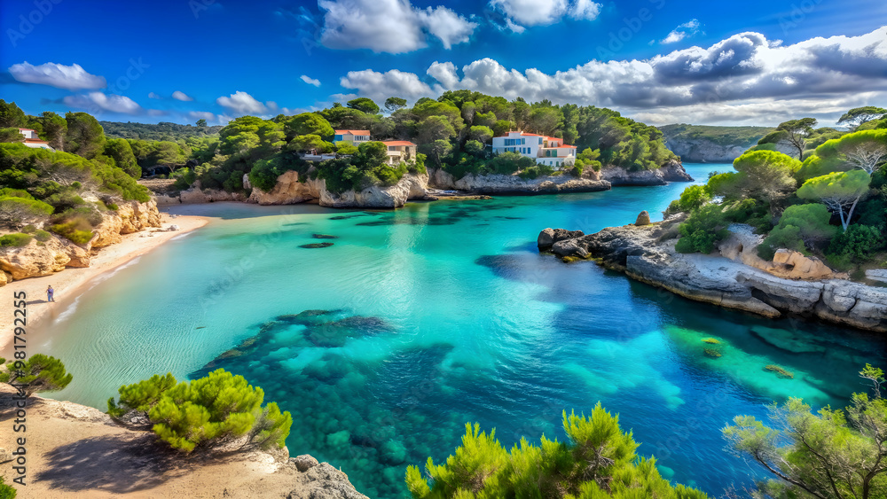 Beautiful view of Cala Marcal beach in Portocolom, Mallorca, Spain, beach, Cala Marcal, Portocolom Beautiful view of Cala Marcal beach in Portocolom, Mallorca, Spain, beach, Cala Marcal, Portocolom