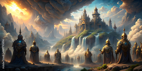 Valhalla Awaits A mystical, majestic realm where warriors rest eternally after battle, Norse mythology