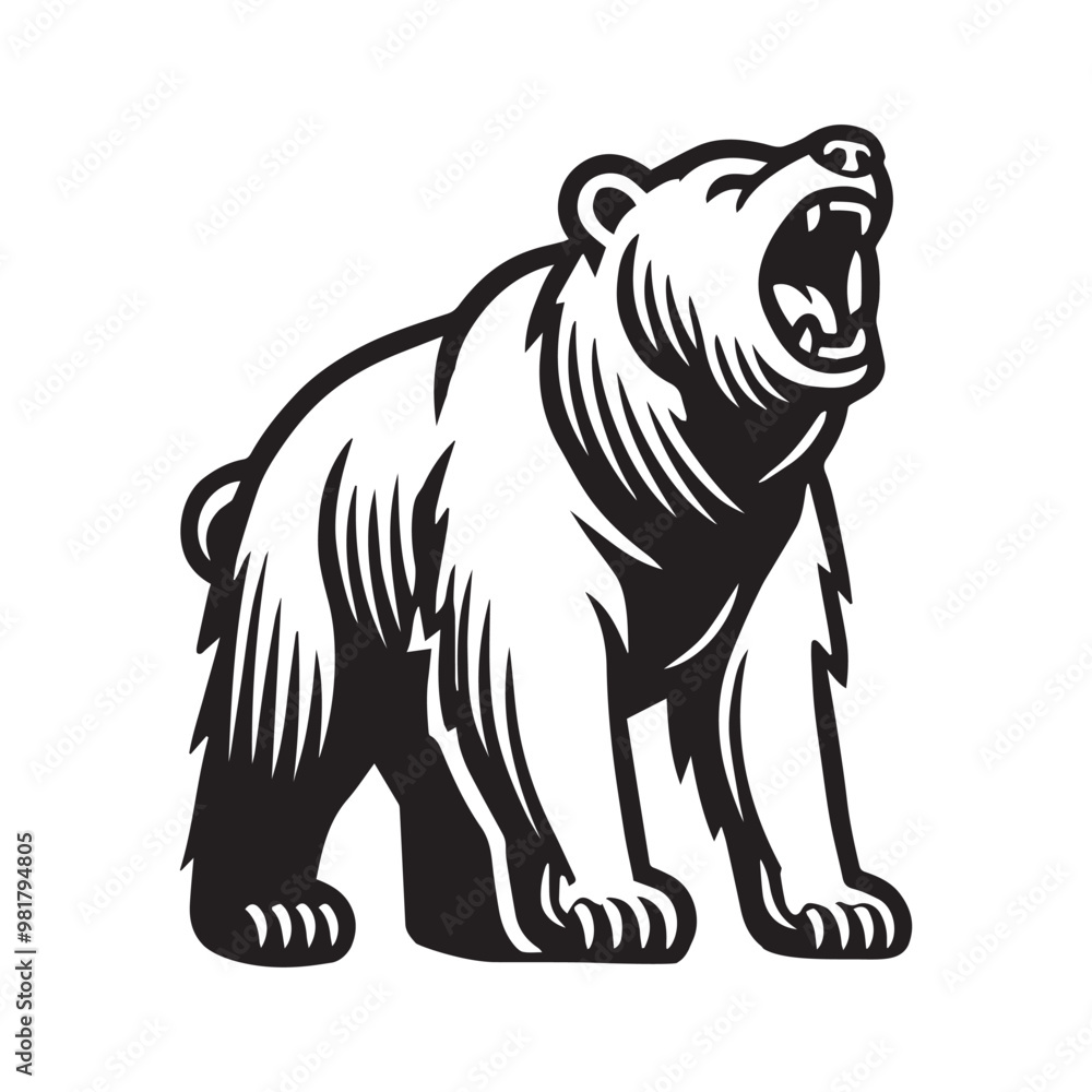 Fototapeta premium Bear Outline Design - Bear vector illustration in black and white