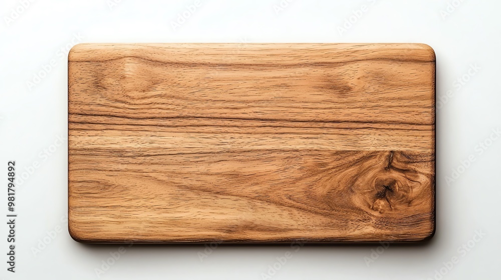 Top view of a wooden cutting board with a natural grain pattern, great for kitchen and food preparation content. Top view of a wooden cutting board with a natural grain pattern, great for kitchen and food preparation content.