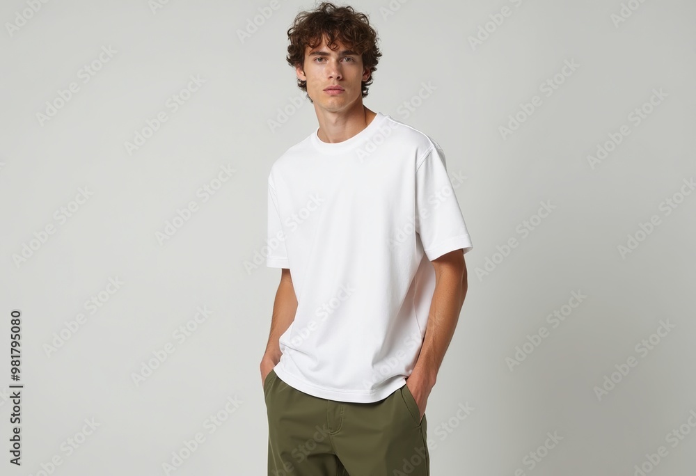 Casual Male Fashion: Oversized White Tee and Olive Chinos Casual Male Fashion: Oversized White Tee and Olive Chinos