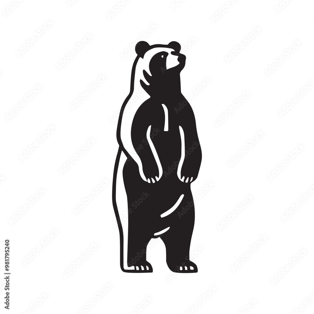 Naklejka premium Bear Outline Design - Bear vector illustration in black and white
