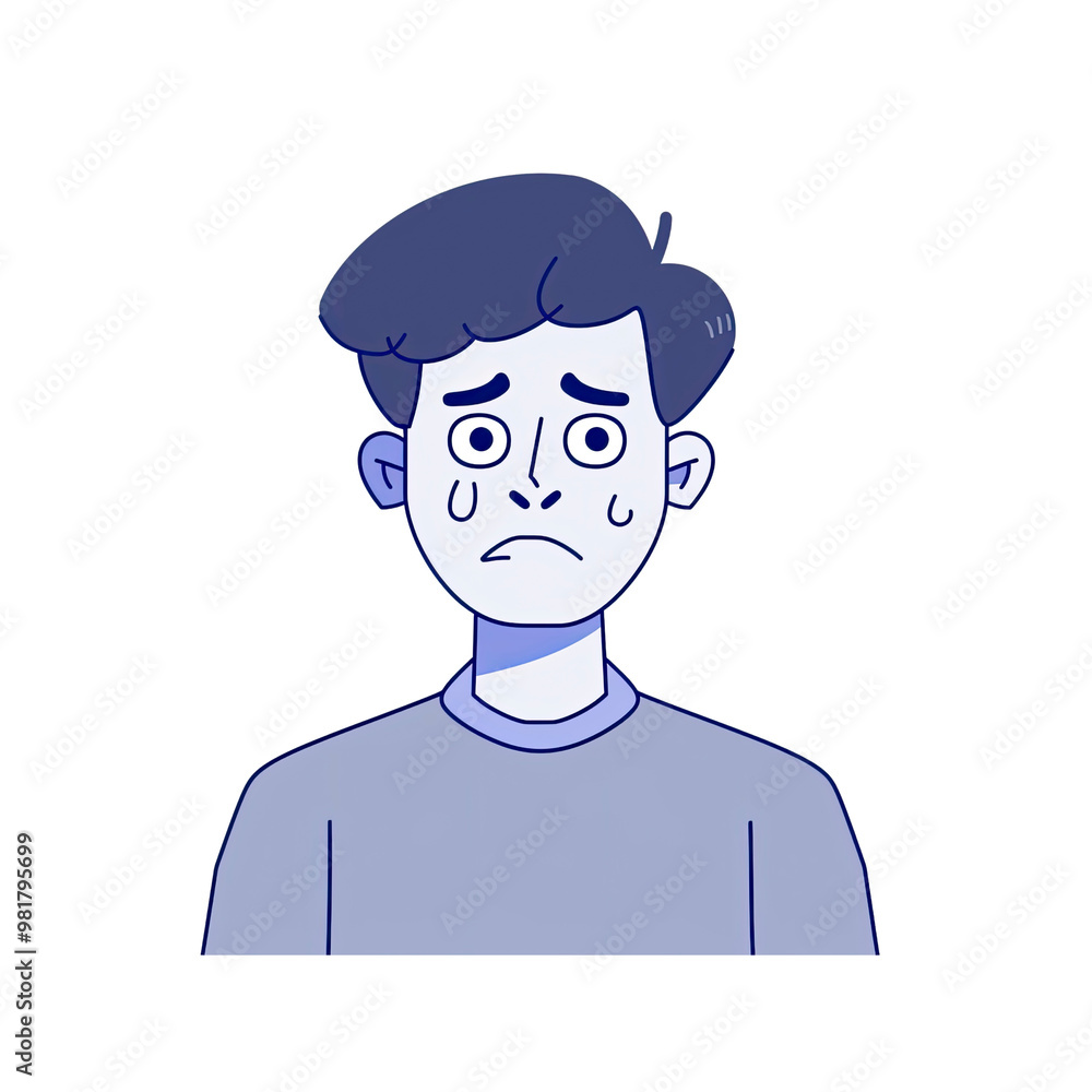 Sad Young Man Cartoon Illustration Sad Young Man Cartoon Illustration