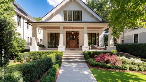 classic American Craftsman-style home with a front porch supported by tapered columns