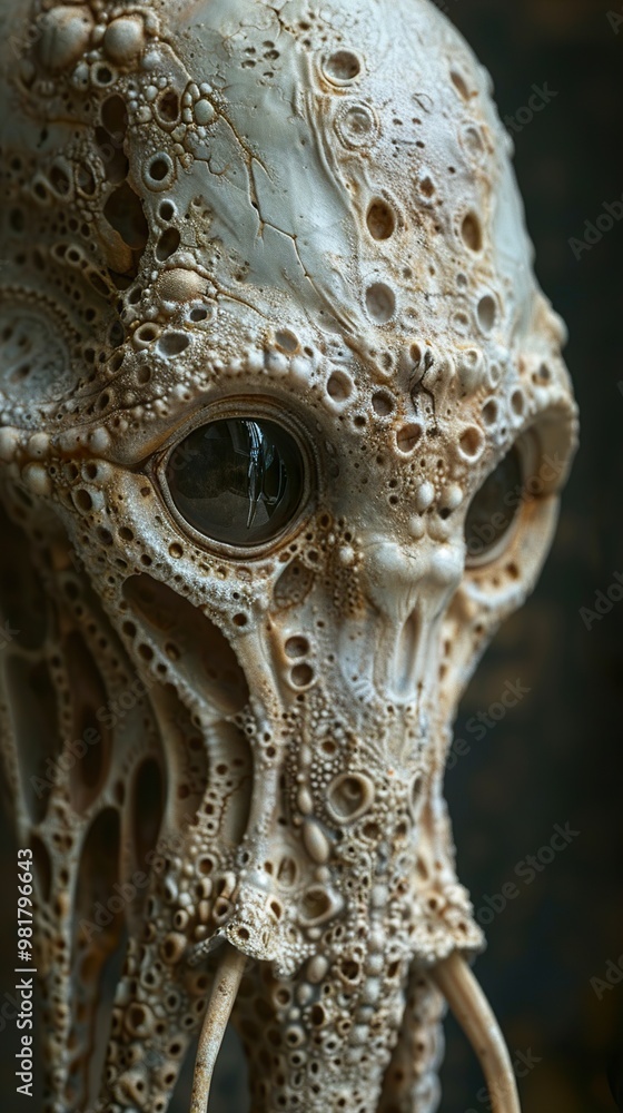 Fototapeta premium Close-Up of a Detailed Alien Skull Sculpture
