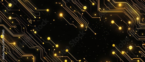 A background of yellow glowing circuit board patterns on black, perfect for a tech-themed mobile wallpaper. The pattern includes intricate designs with gold and white lines representing digital